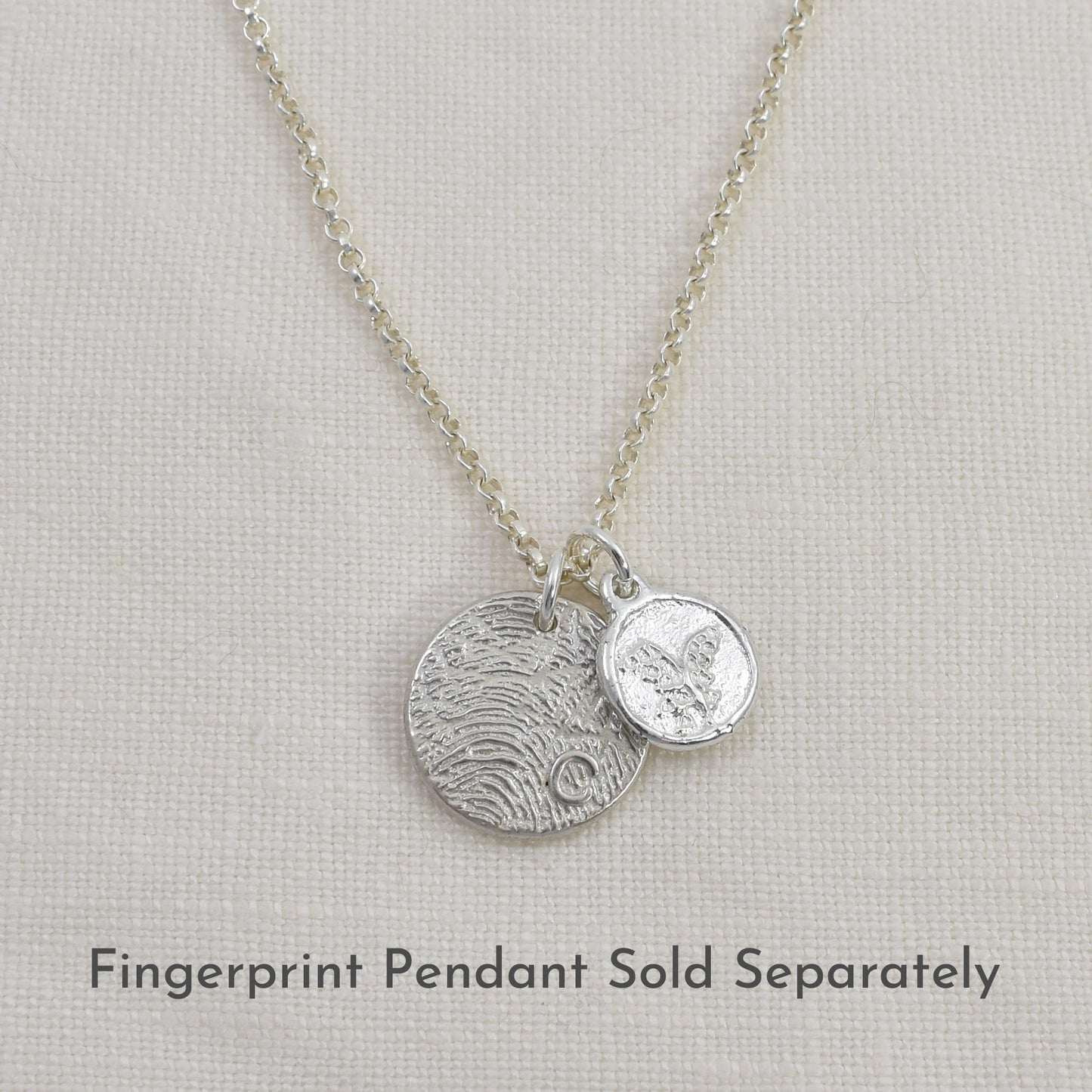 Birth Month Flower Charm with Fingerprint Pendant