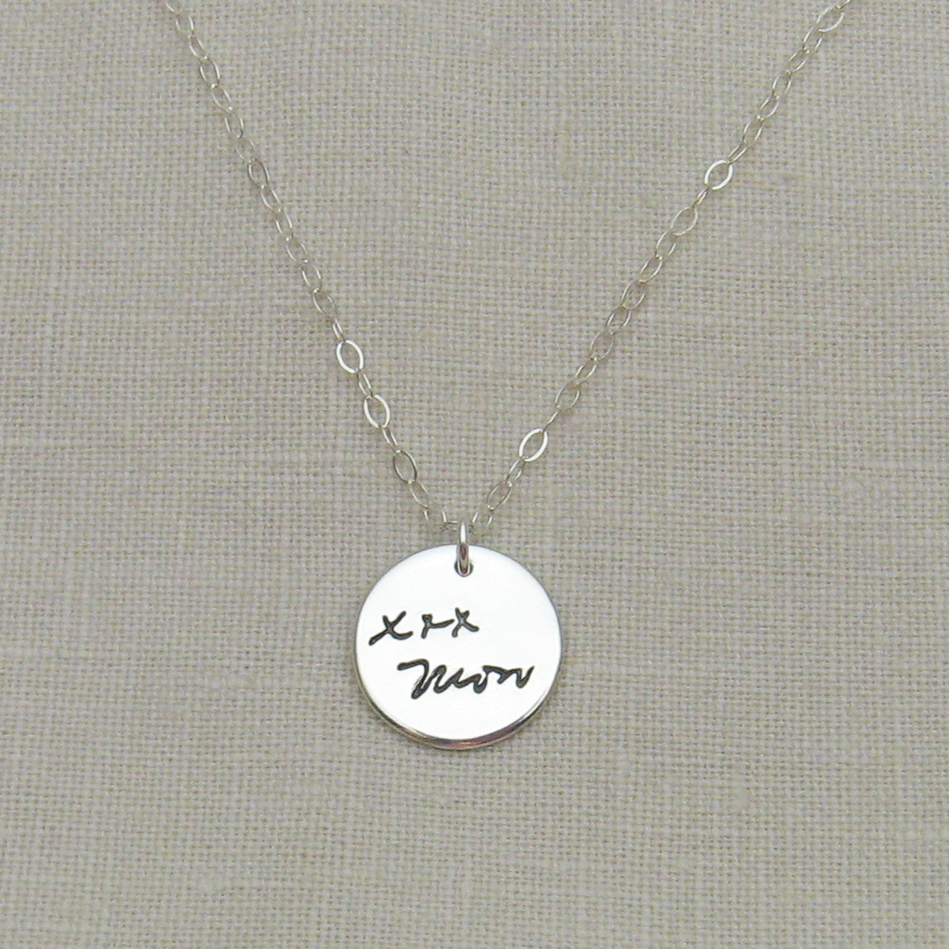Circle Necklace Engraved with Handwriting