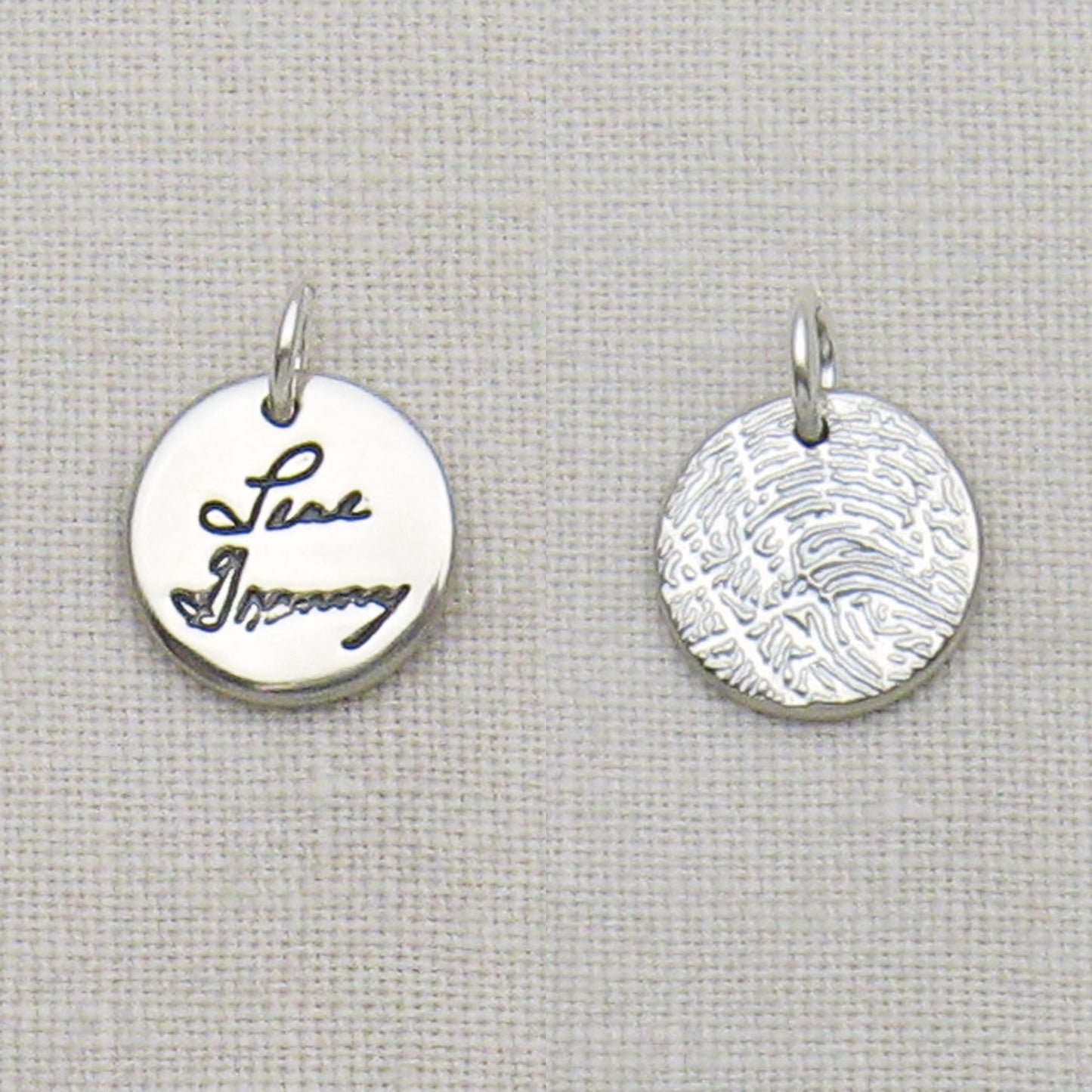 Double-Sided Circle Pendant Engraved with Handwriting and Fingerprint