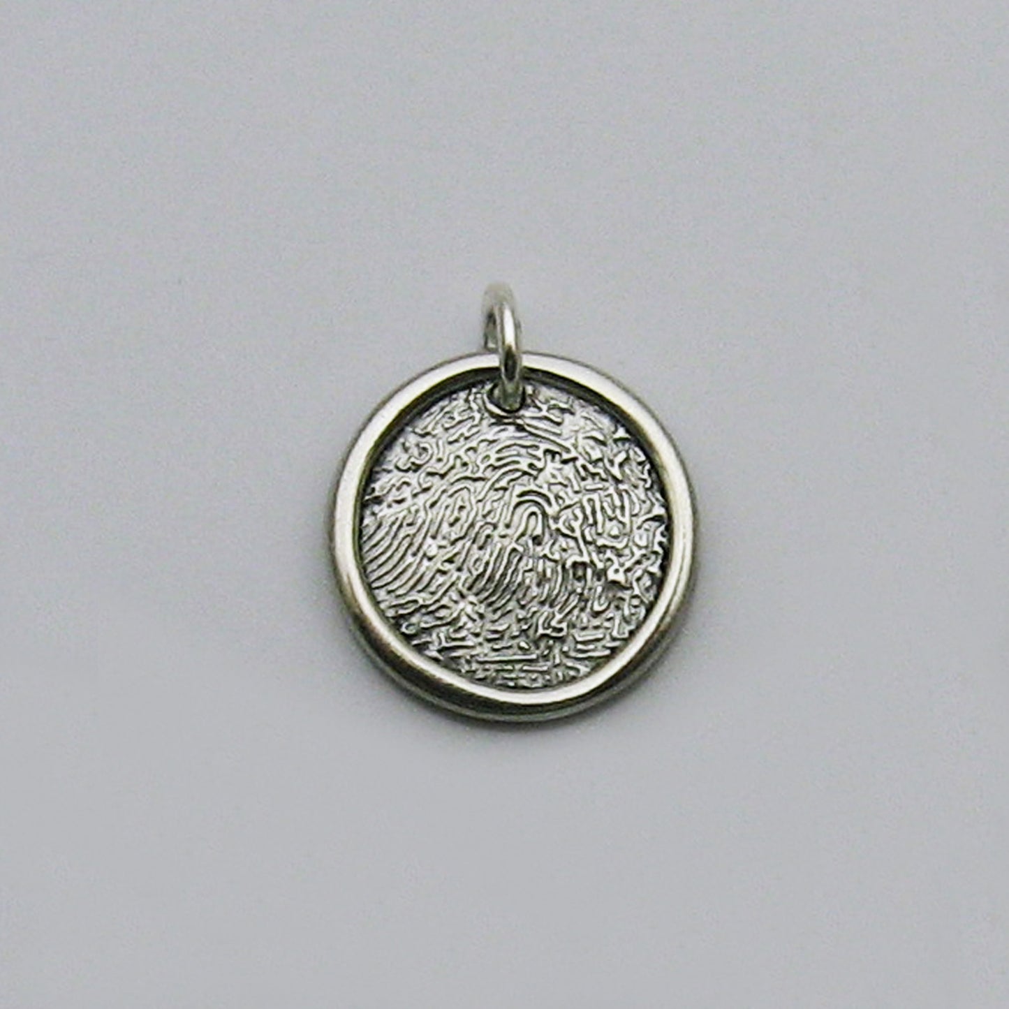 Circle Fingerprint Pendant With Raised Border