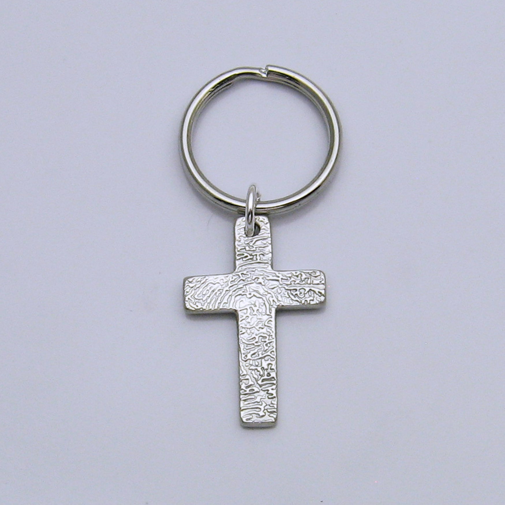 Cross Fingerprint Keychain Sterling Silver – A Timeless Impression
