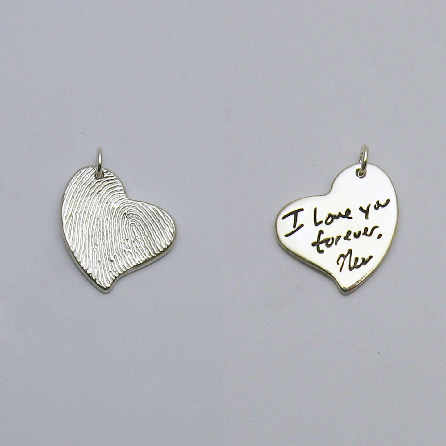 Asymmetrical Heart Fingerprint Pendant Double Side