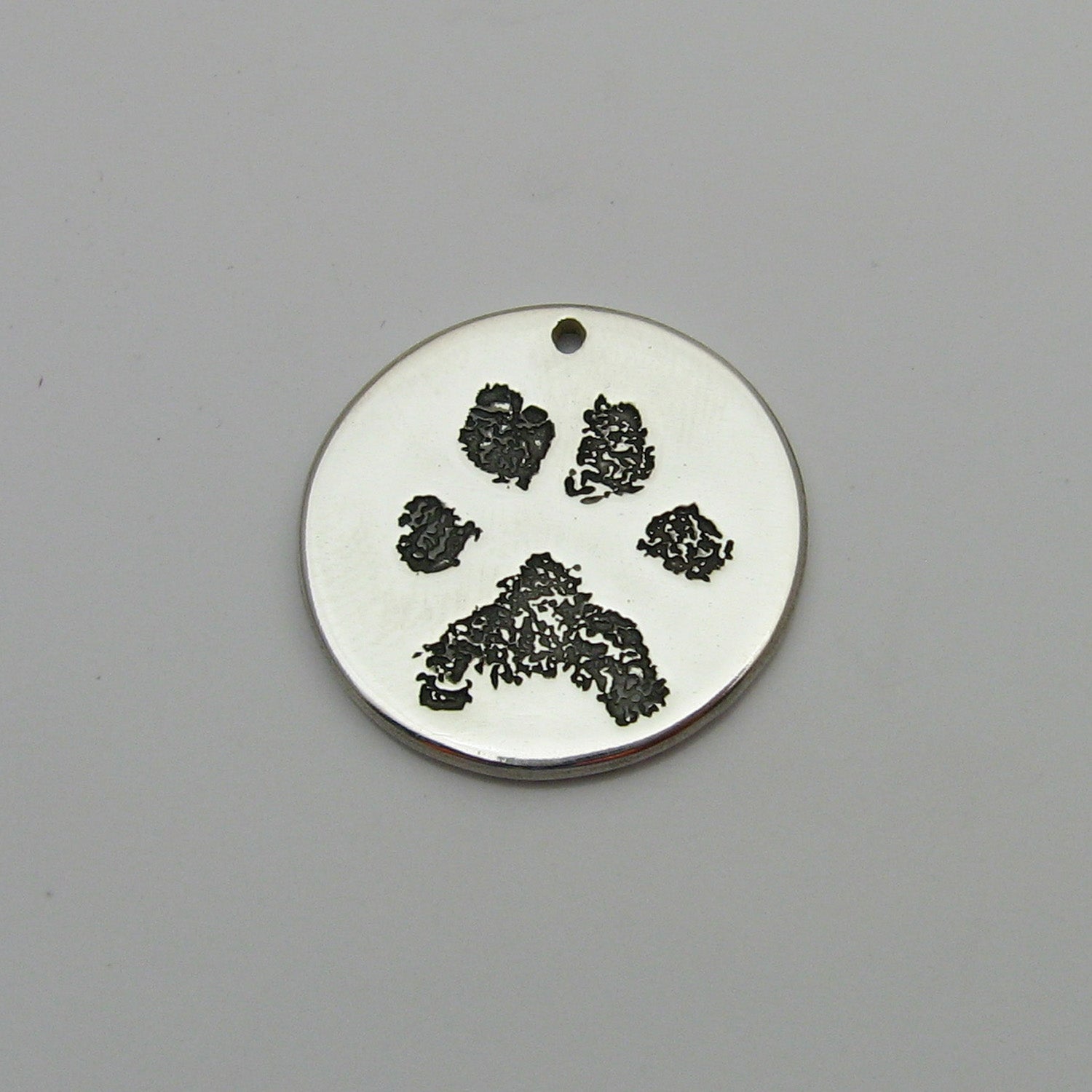 Circle Pendant Engraved with Paw Print