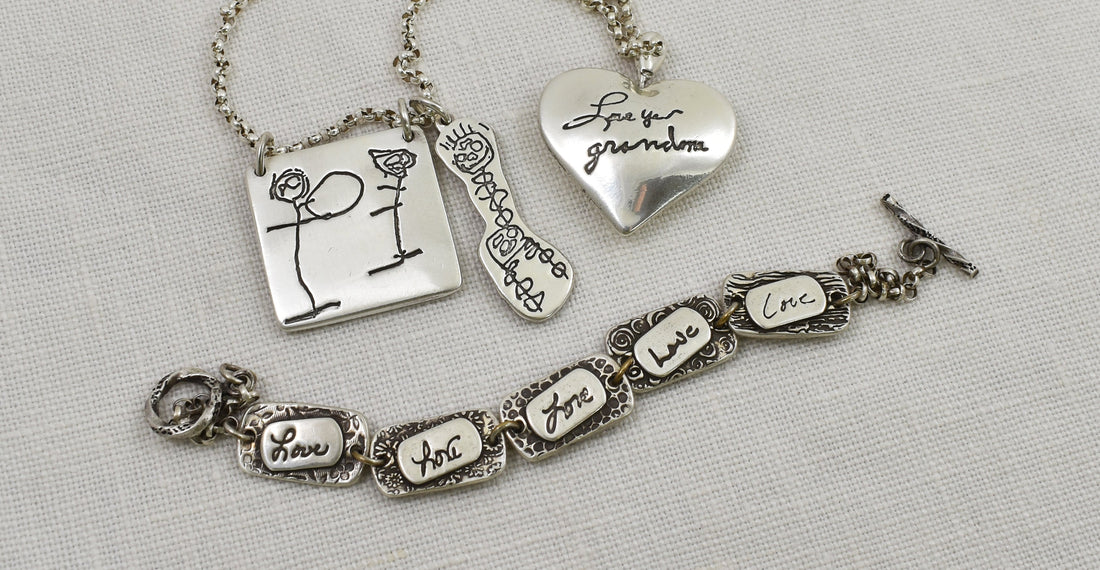 Sterling Silver Handwriting and Children's Artwork Jewelry