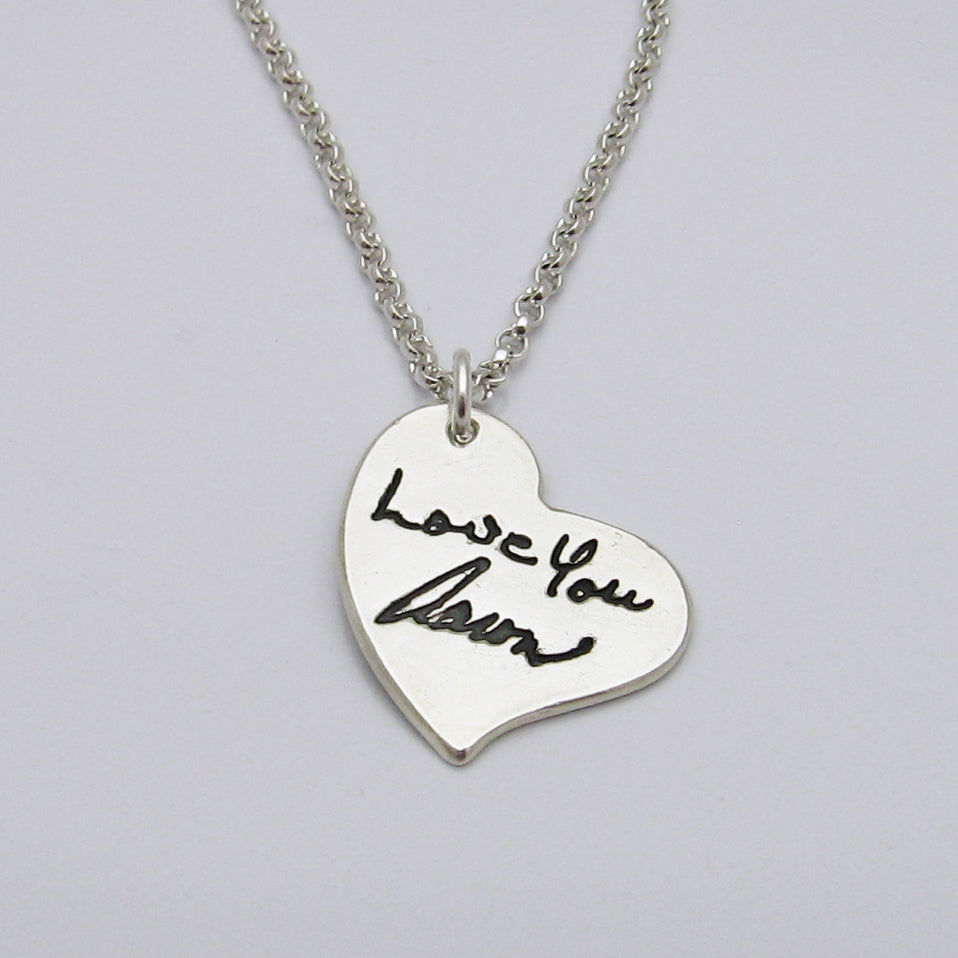 Asymmetrical Heart Handwriting Pendant