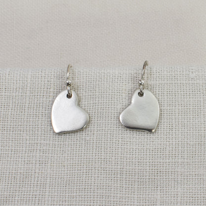 Silver Asymmetrical Heart Earrings