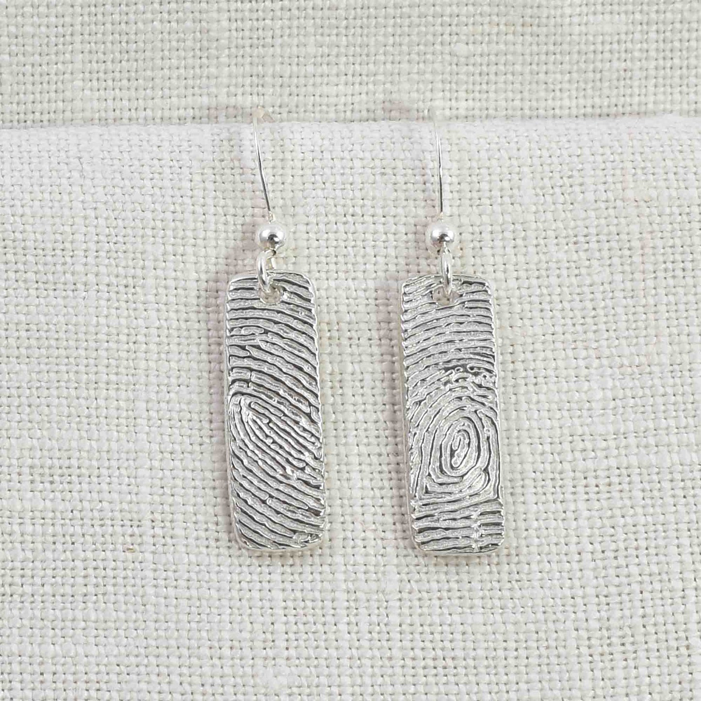 Silver Fingerprint Bar Earrings