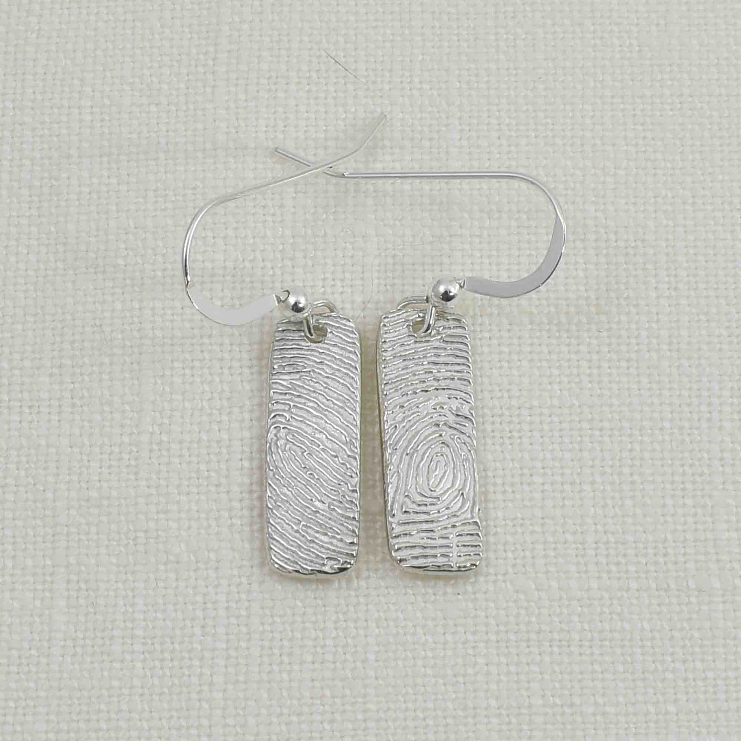 Silver Fingerprint Bar Earrings