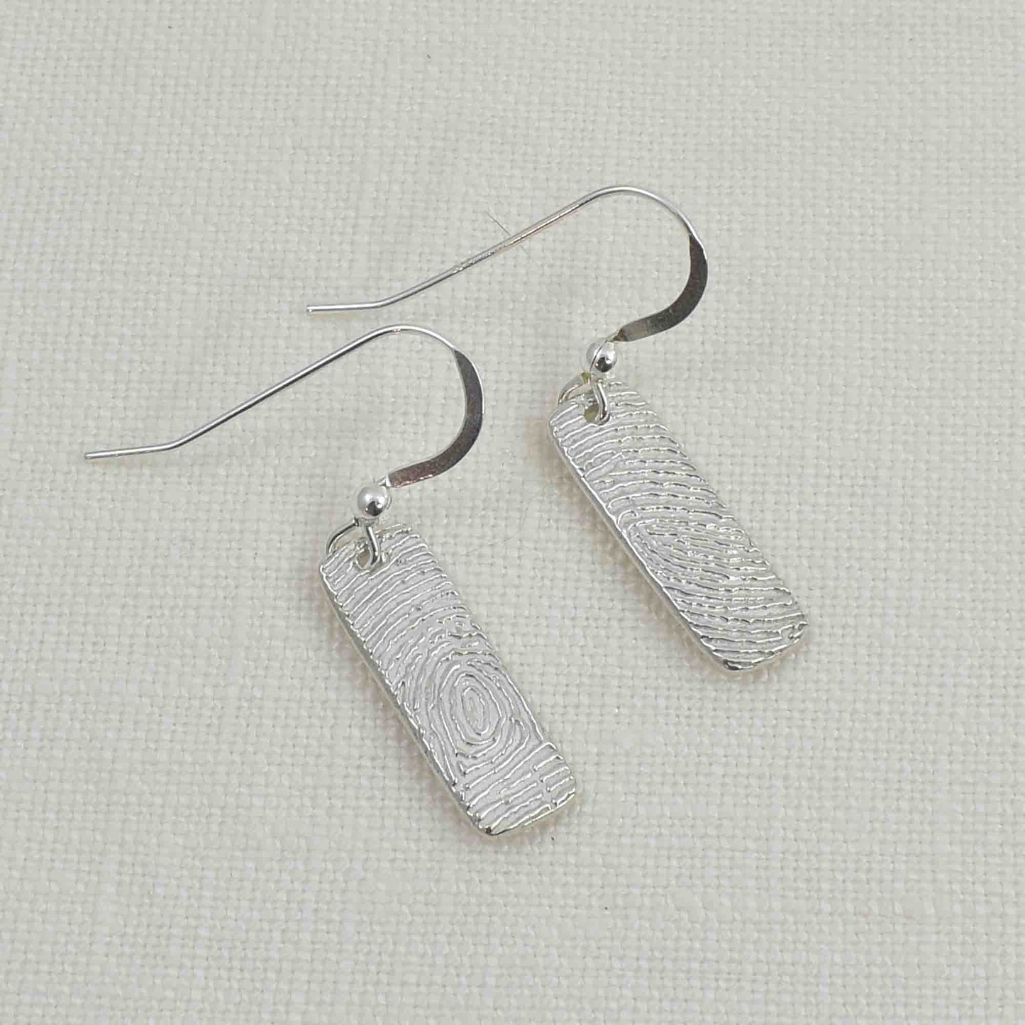 Silver Fingerprint Bar Earrings