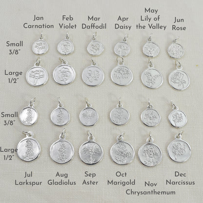 Birth Month Flower Charm with labels
