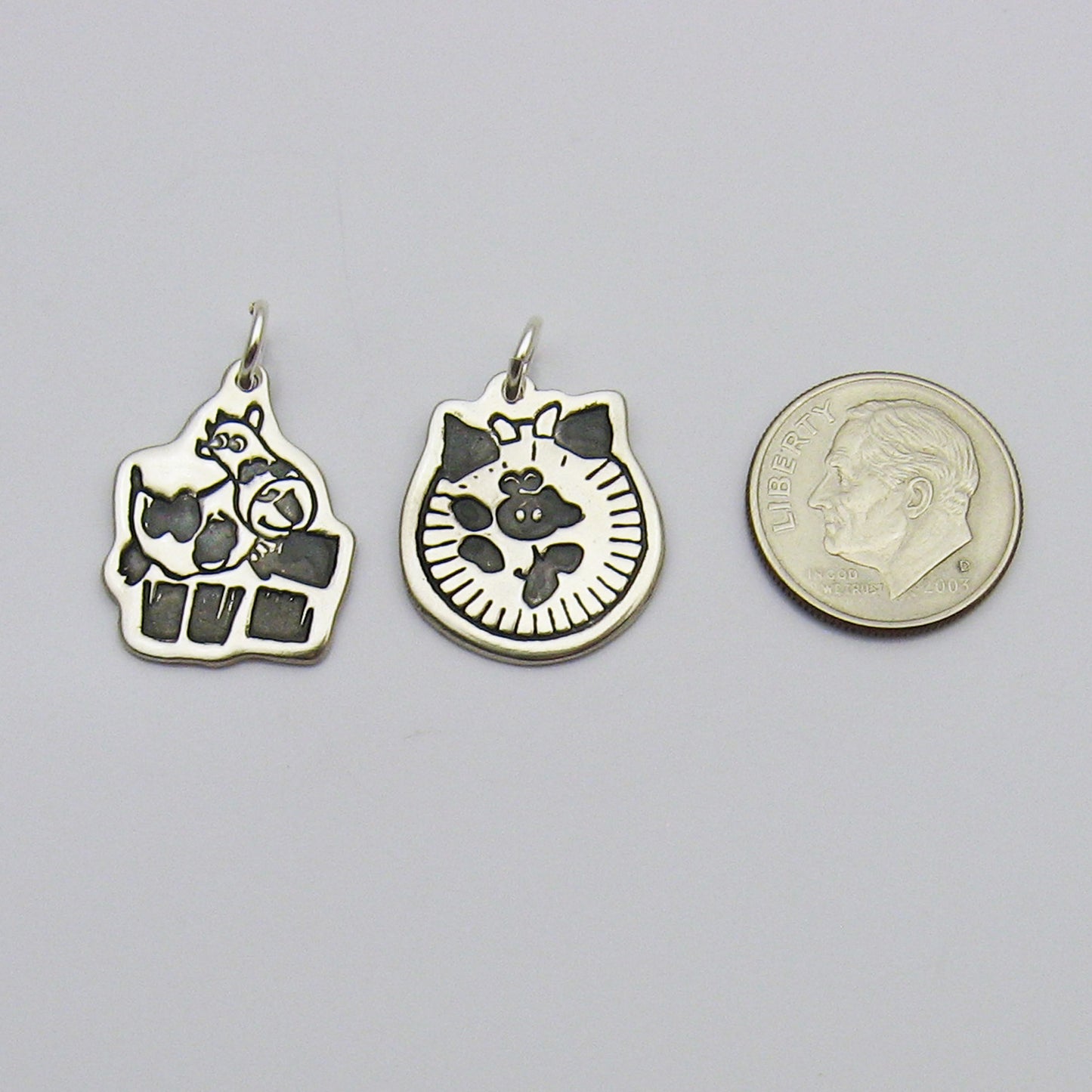 Children's Artwork / Drawing Pendant Size Reference Next To a Dime