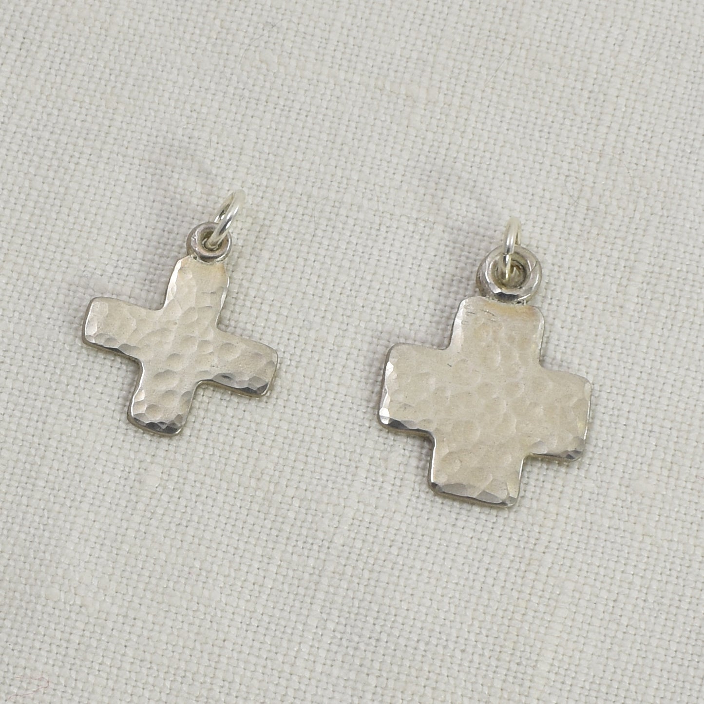 Plus Symbol Pendant | Chunky Cross Necklace | Hammered Sterling Silver
