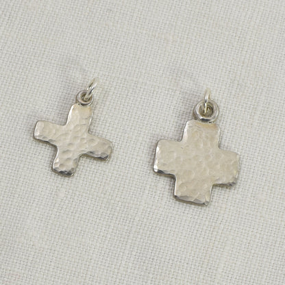 Plus Symbol Pendant | Chunky Cross Necklace | Hammered Sterling Silver