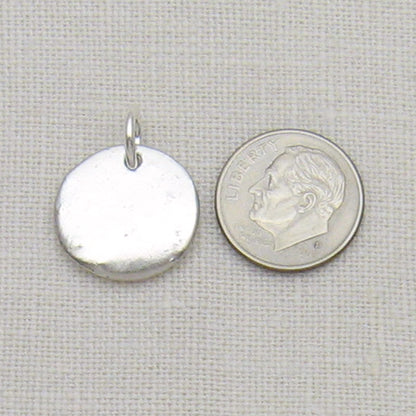 Five Eighths Inch Circle Cremation Ashes Pendant back & Size Reference
