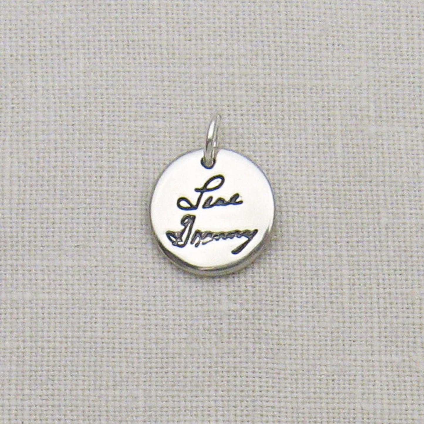 Circle Pendant Engraved with Handwriting