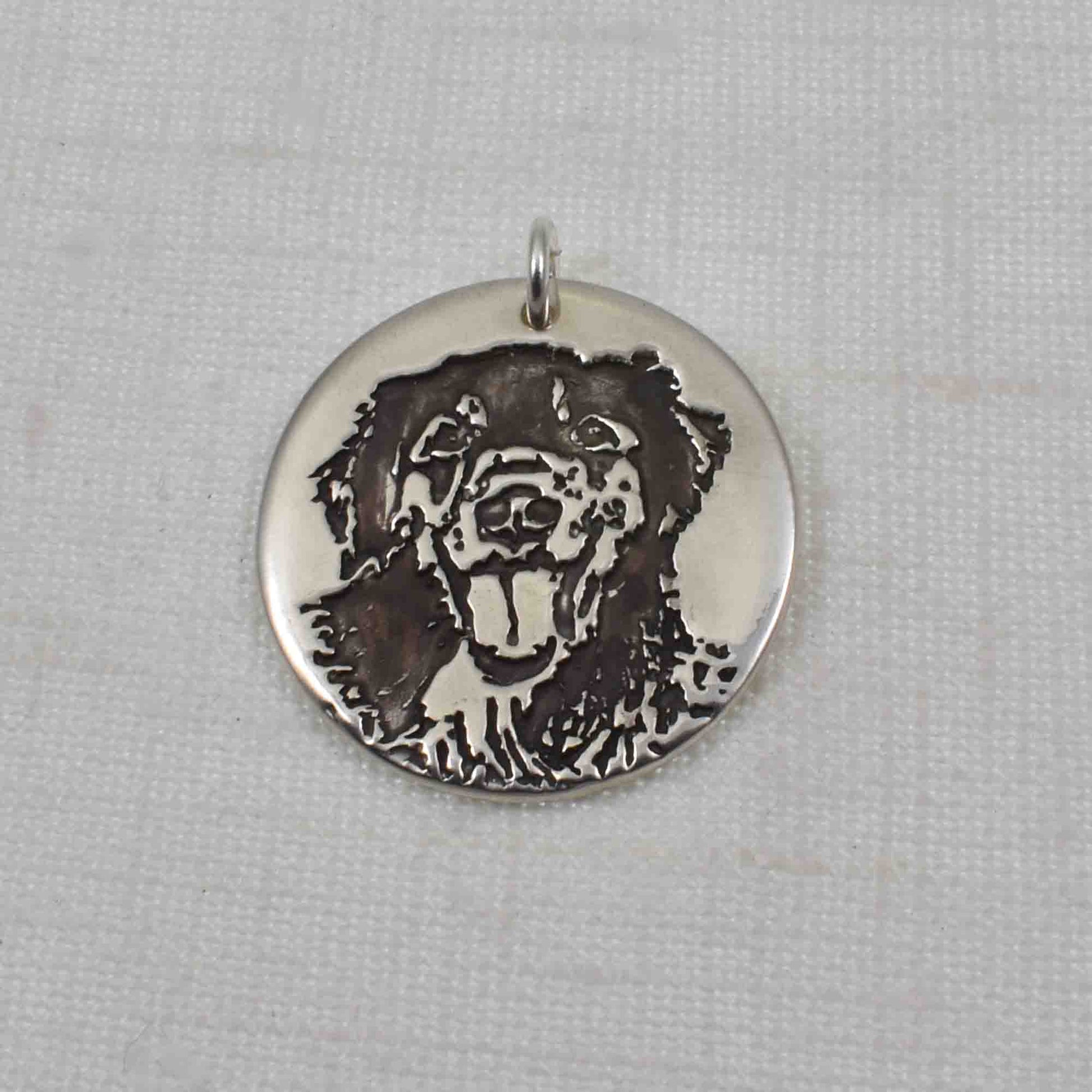 Circle Pendant Engraved with Pet Photo