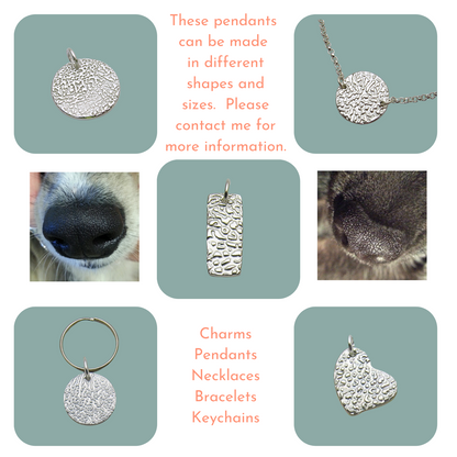 Photo collage of dog nose textured pendants