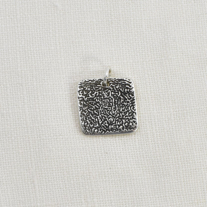 Dog Nose Textured Square Pendant with Black Patina
