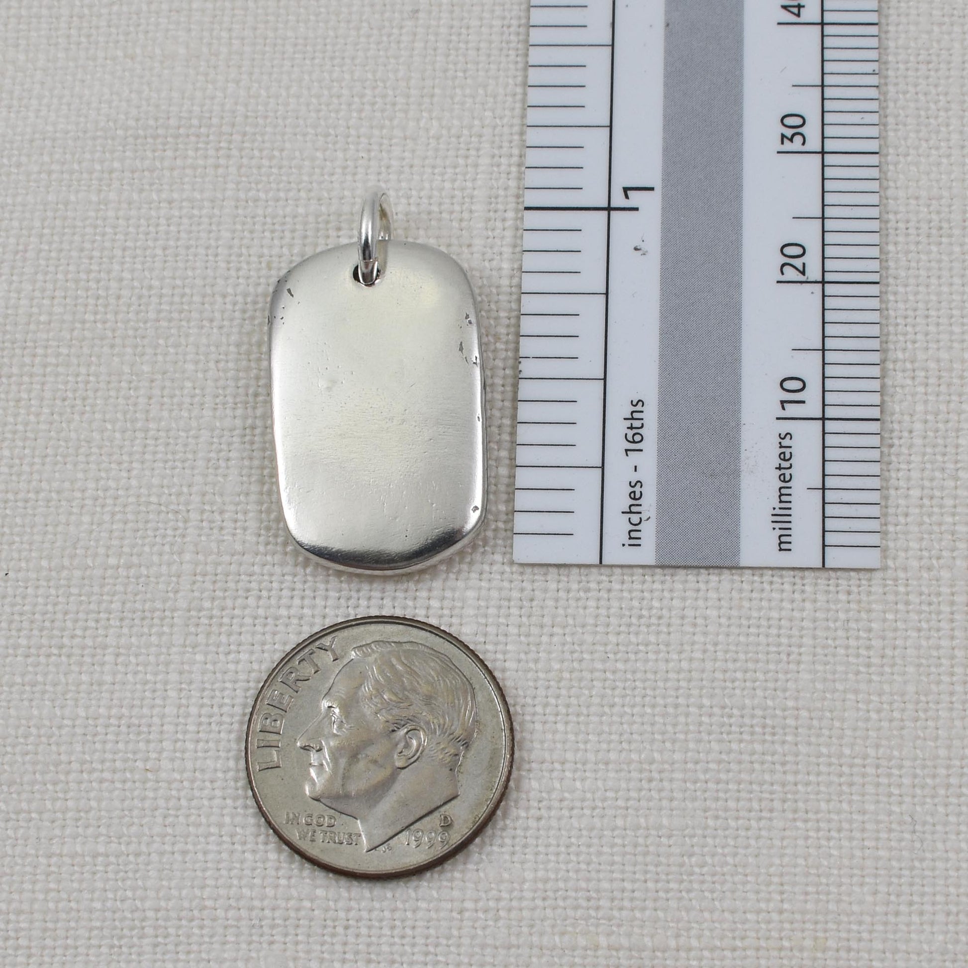 Dog Tag Cremation Ashes Pendant Size Reference