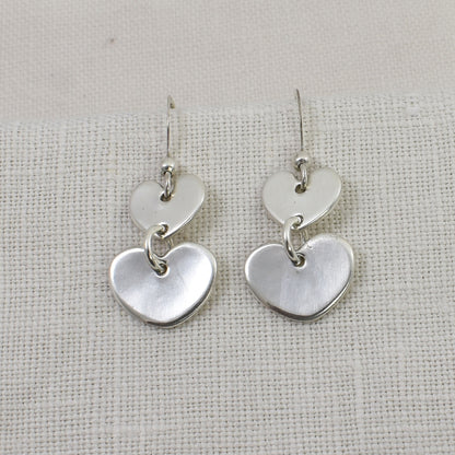 Silver Double Heart Earrings