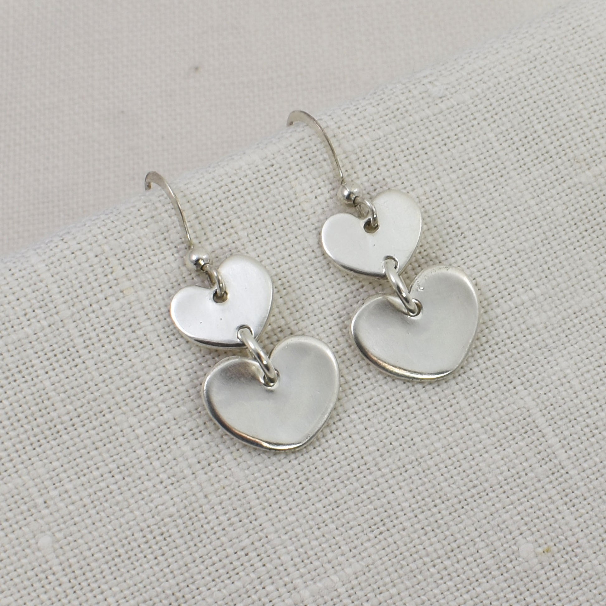 Silver Double Heart Earrings