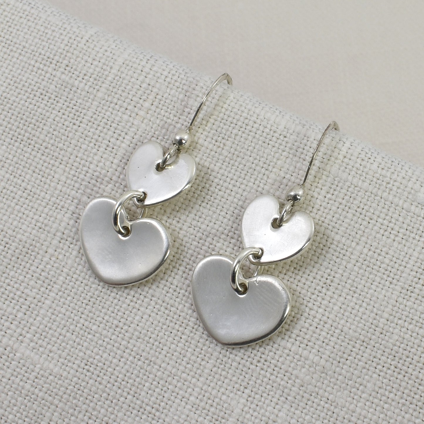 Silver Double Heart Earrings