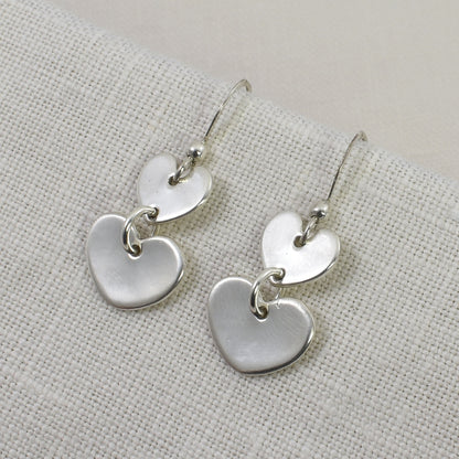 Silver Double Heart Earrings