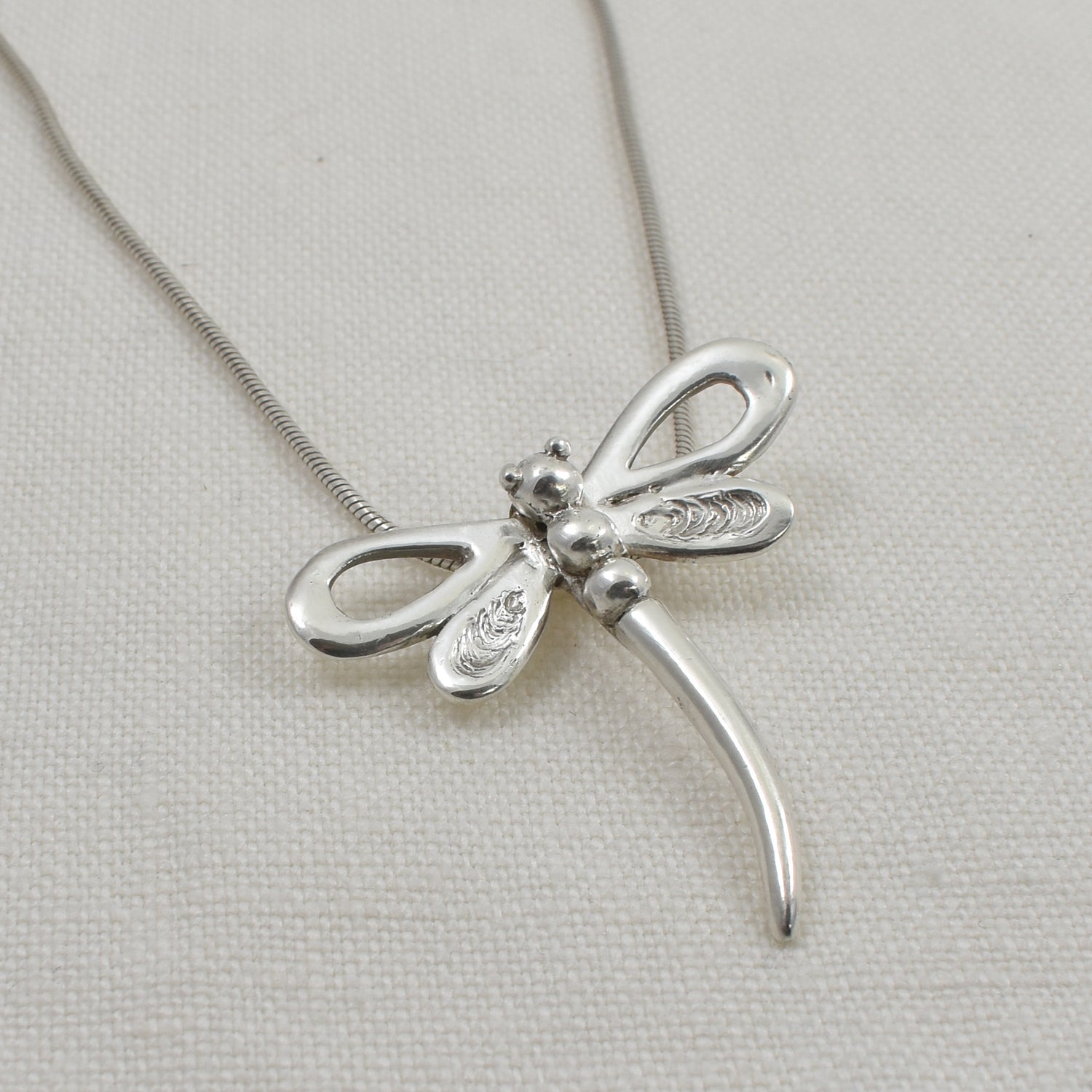Fine Silver Elegant Dragonfly Necklace 