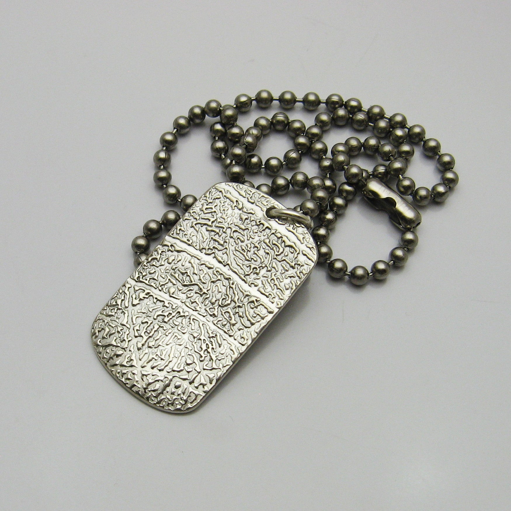 Dog Tag Fingerprint on Ball Chain Necklace