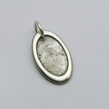 Oval Fingerprint Pendant With Raised Border