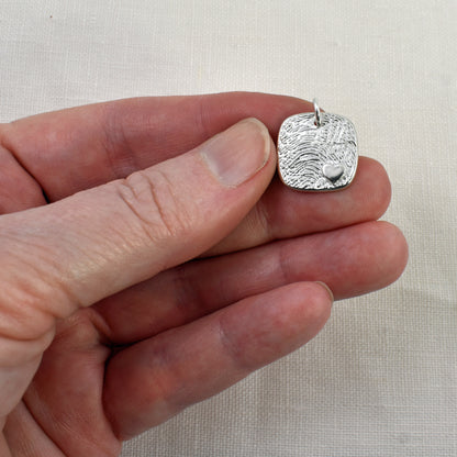 Fingerprint Pendant Embellished with Tiny Heart