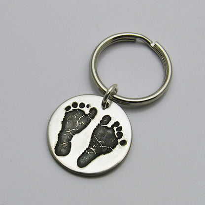 Circle Footprint / Handprint Keychain