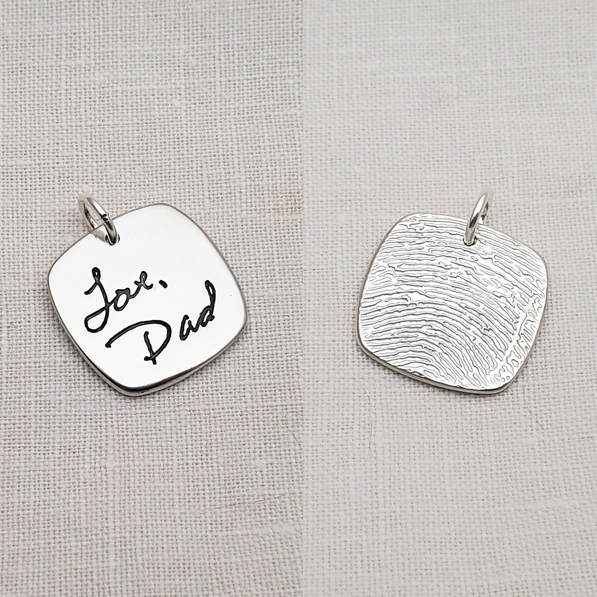 Double Side Handwriting Rounded Square Pendant