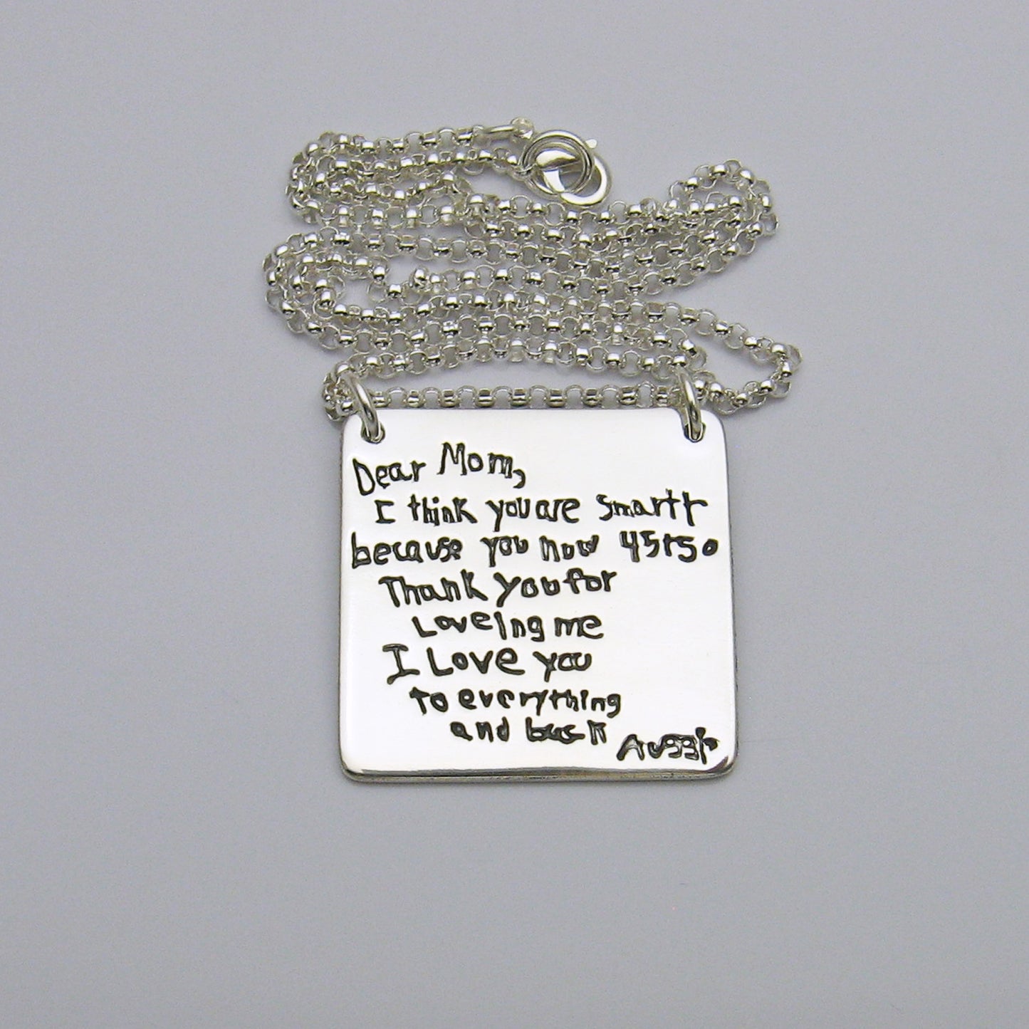 Handwriting Square Necklace