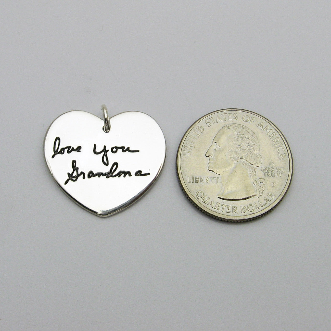 Heart Handwriting Pendant Size Reference