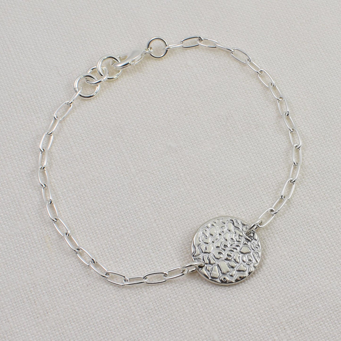 Circle Dog Nose Texture Bracelet, Linked Memories Collection.  