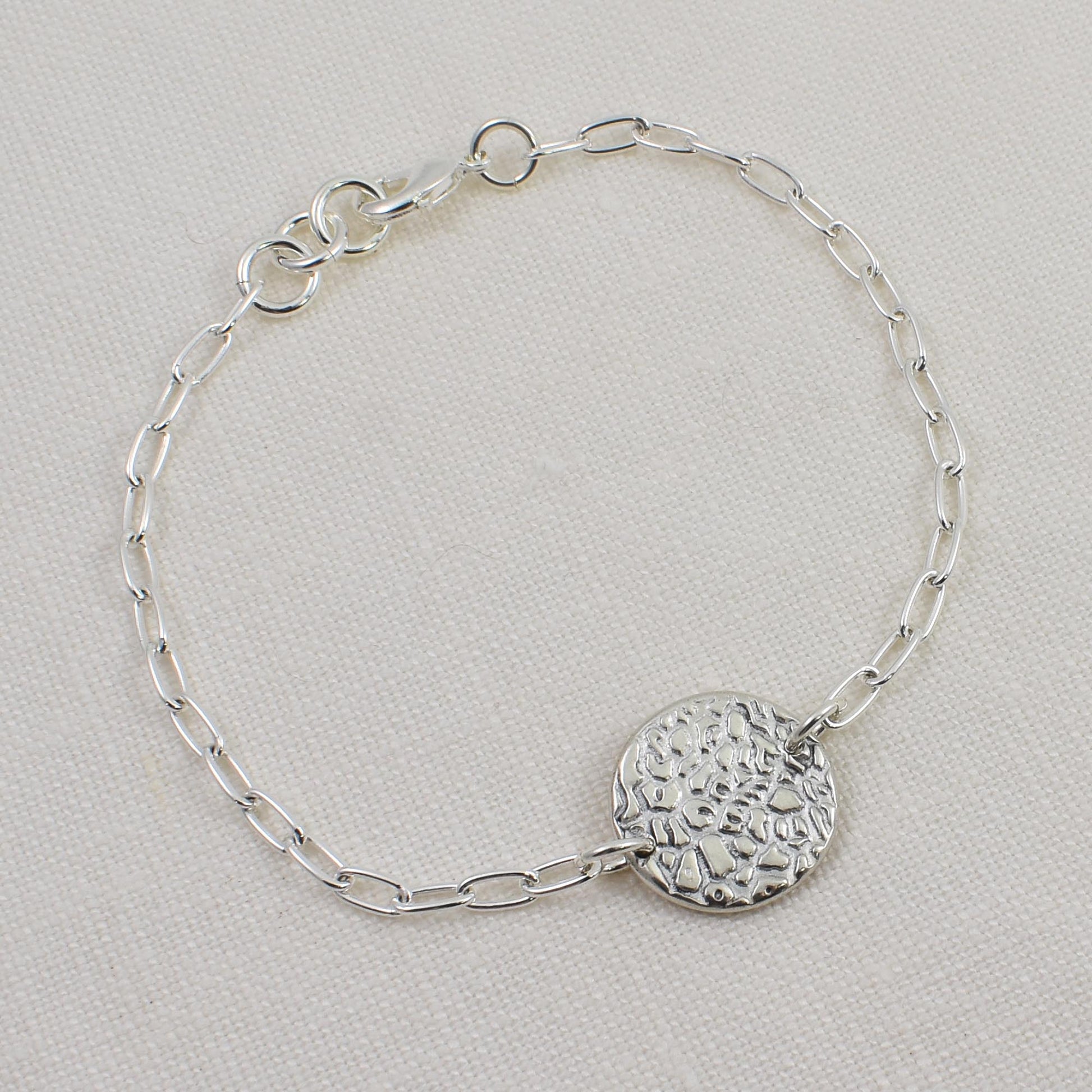 Circle Dog Nose Texture Bracelet, Linked Memories Collection.  