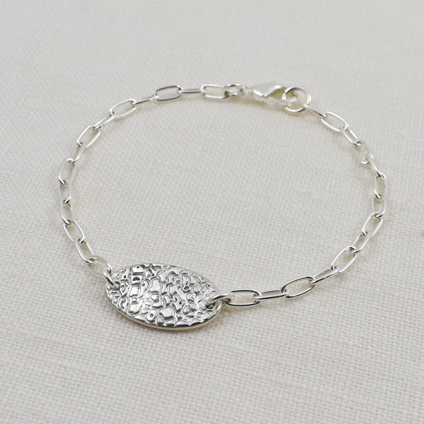 Oval Dog Nose Texture Bracelet, Linked Memories Collection.  