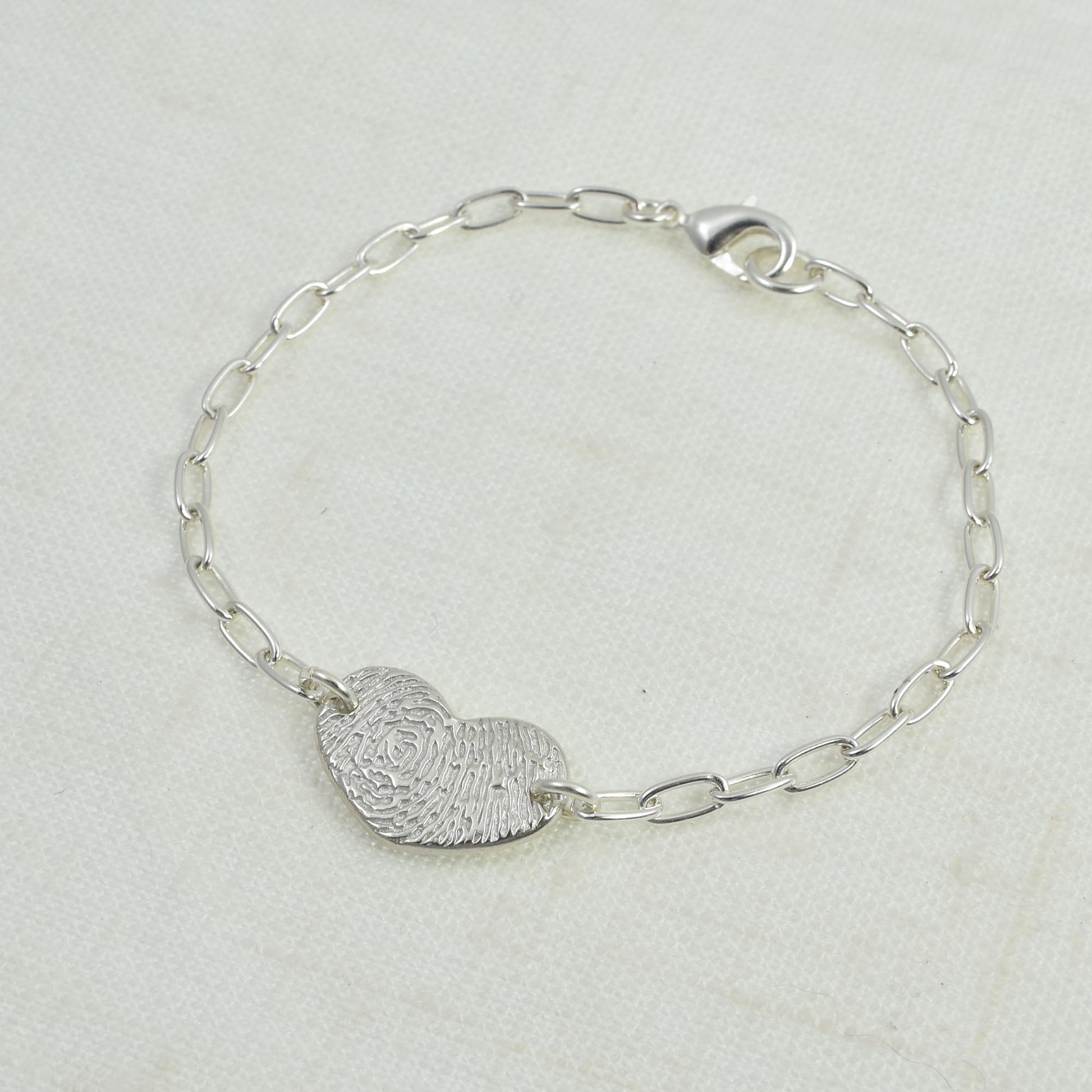 Fingerprint Heart Link Bracelet