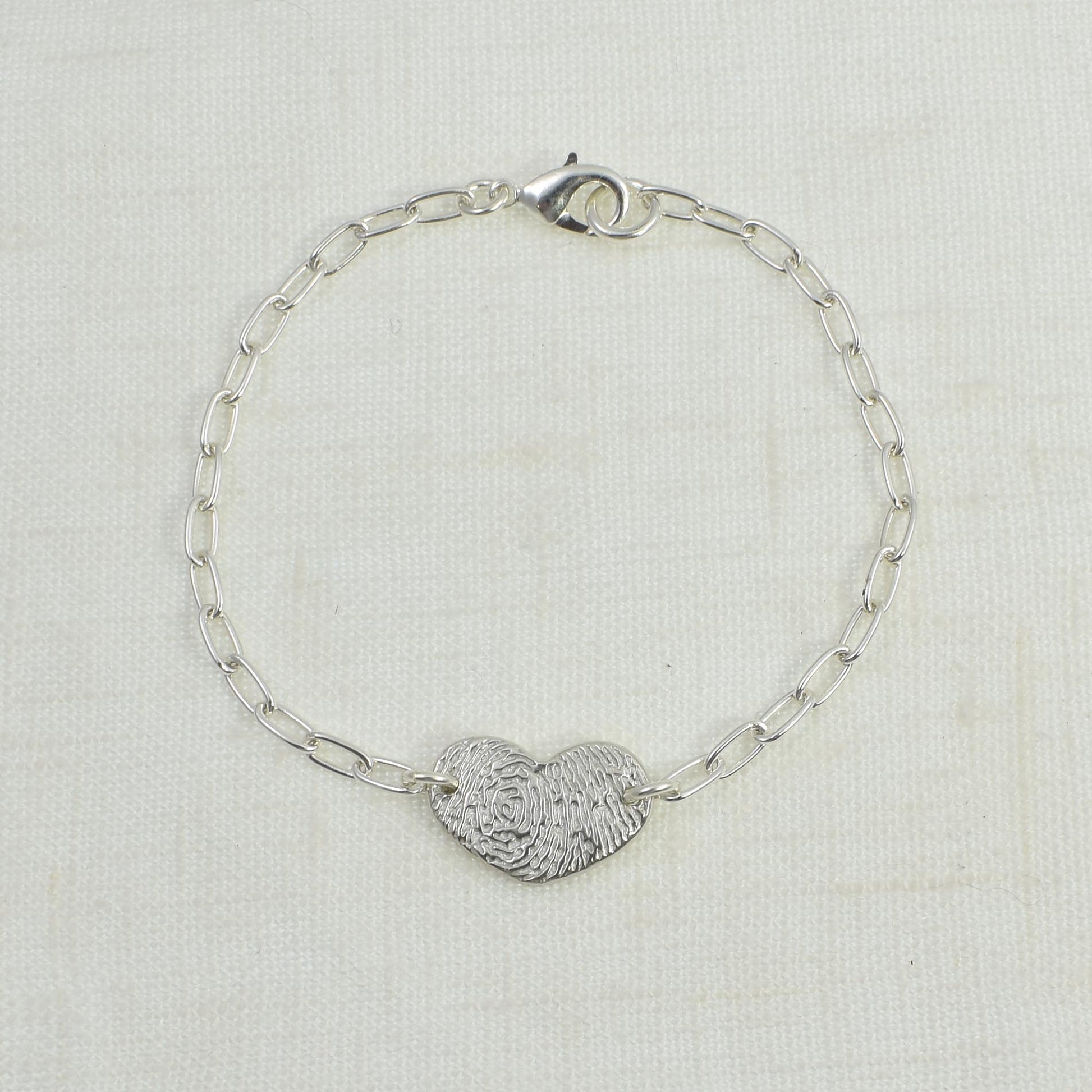 Fingerprint Bar Heart Bracelet