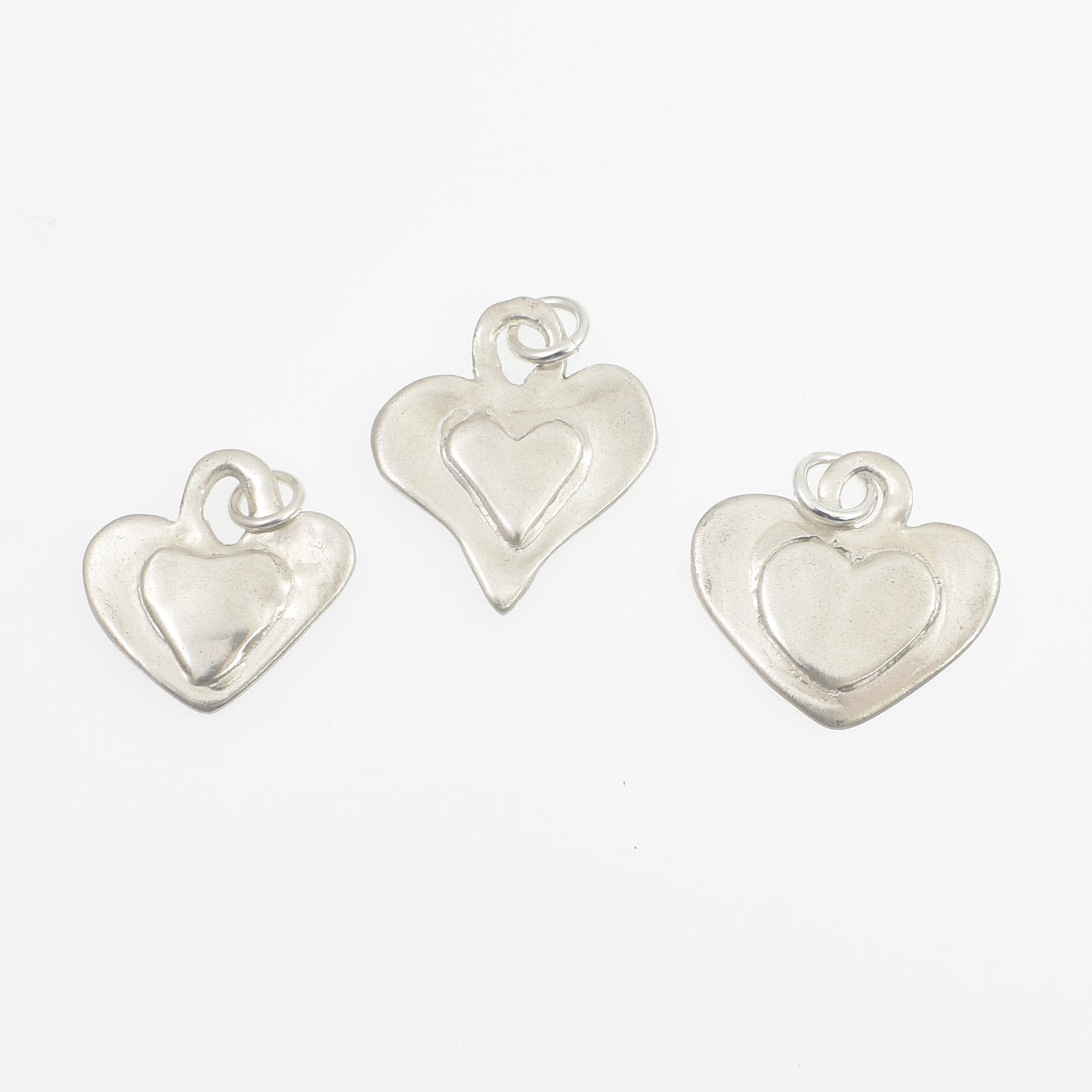 Sterling Silver Heart on Heart Charms All 3 Designs