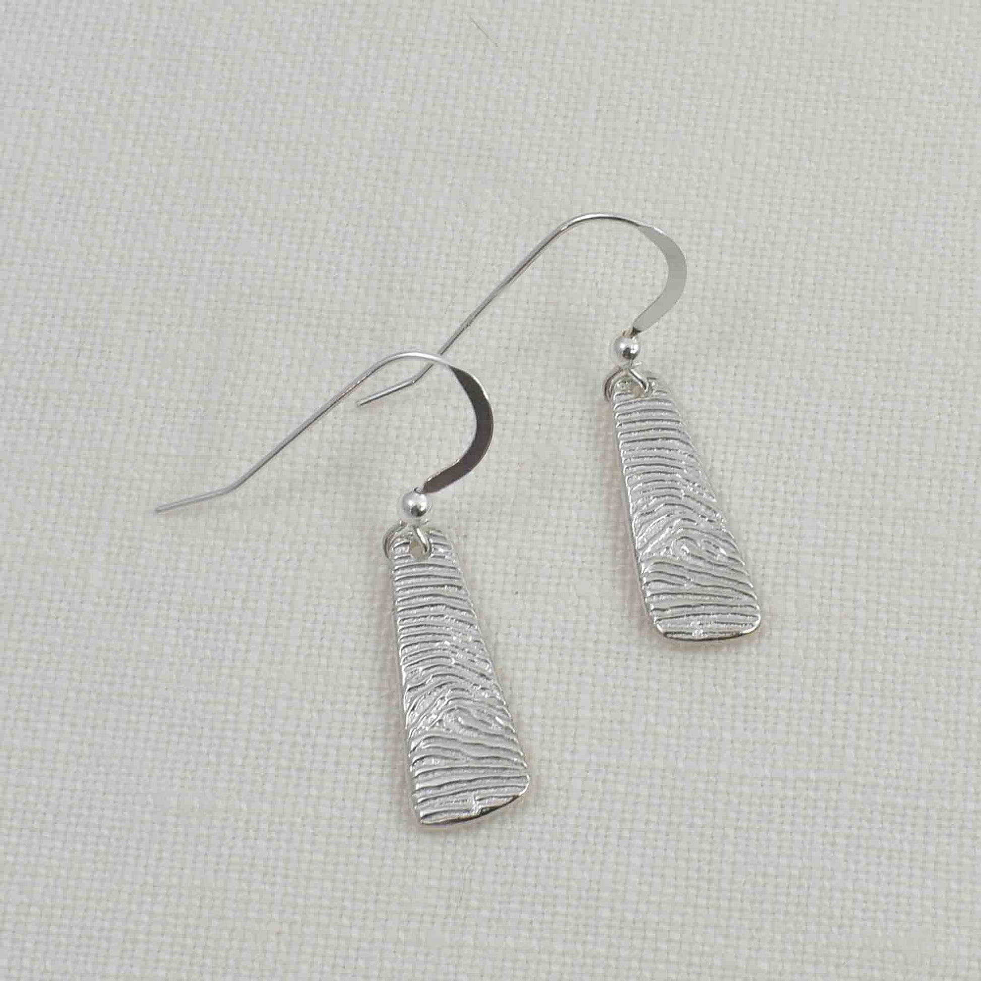 Silver Fingerprint Paddle Earrings