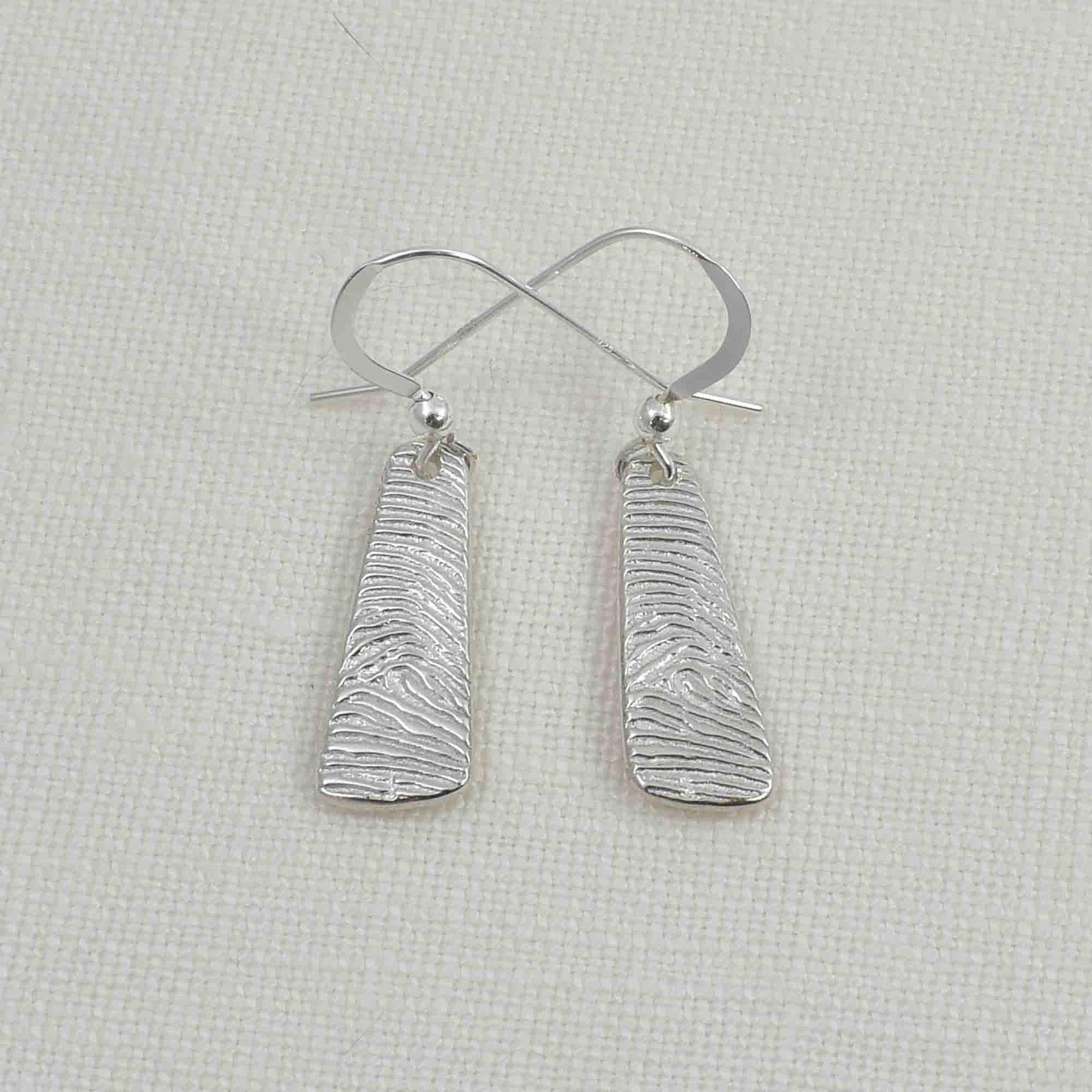 Silver Fingerprint Paddle Earrings