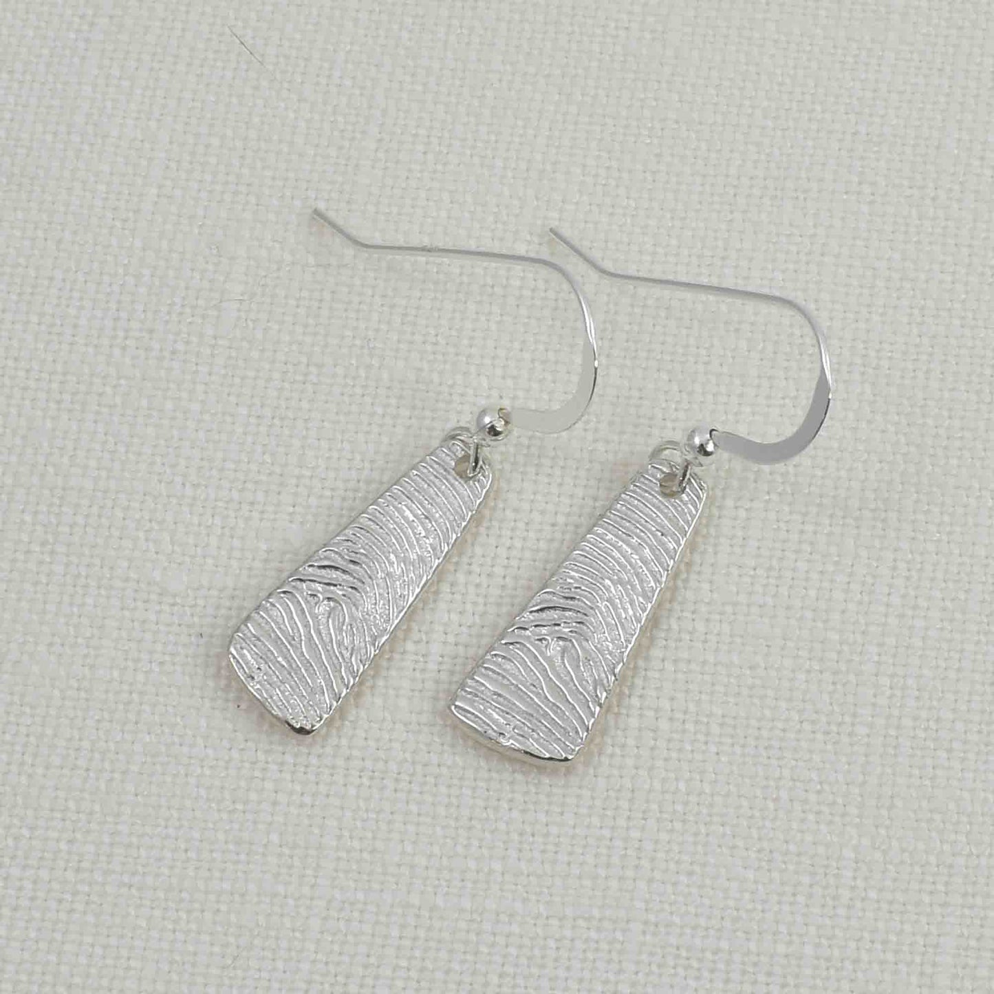 Silver Fingerprint Paddle Earrings