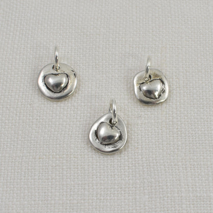 3 Tiny Sterling Silver Heart Charms