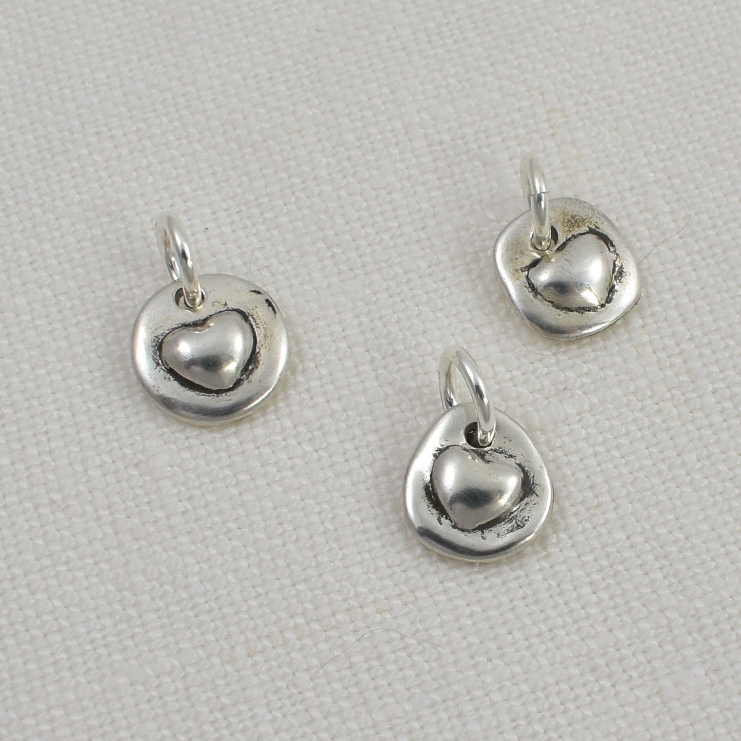 3 Tiny Sterling Silver Heart Charms