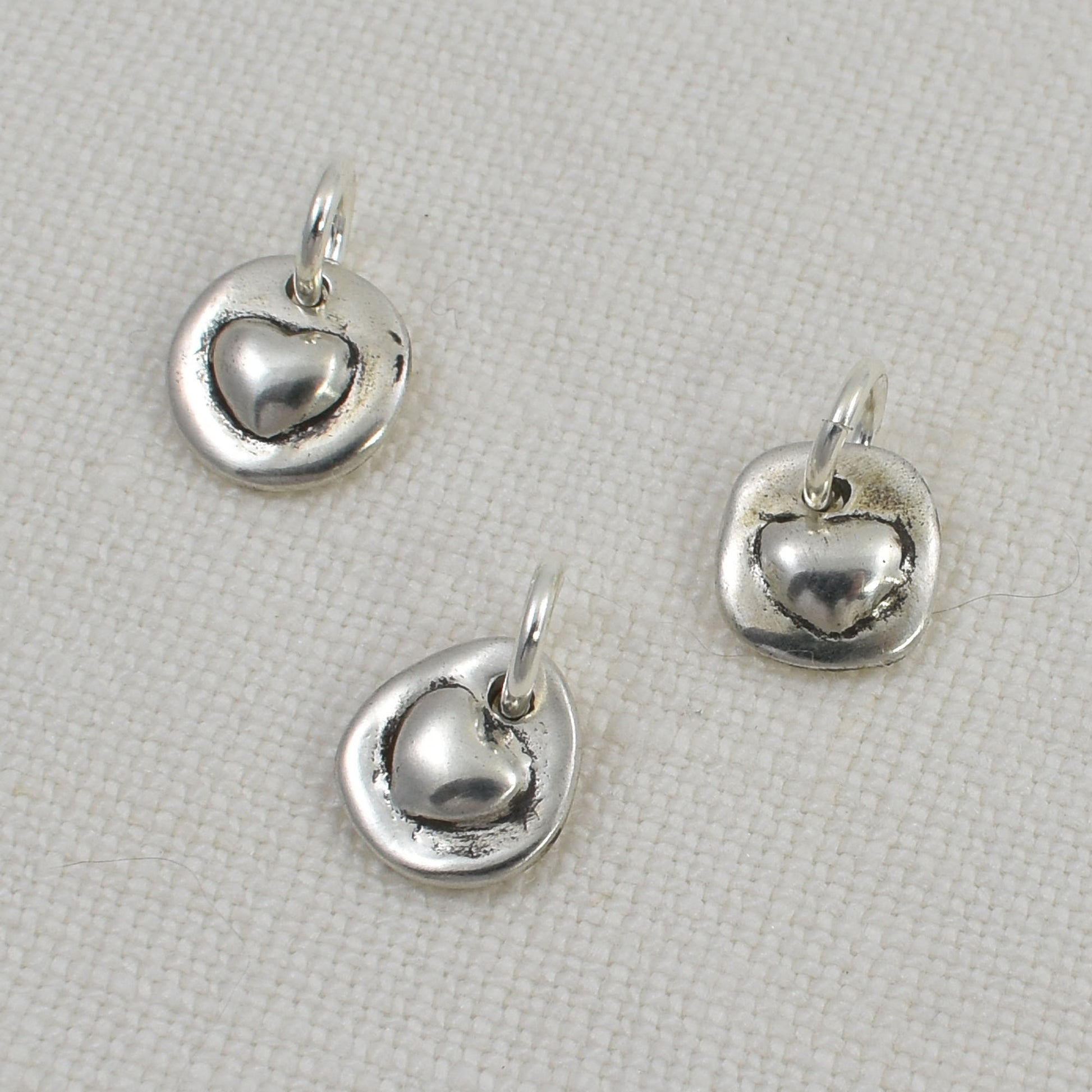 3 Tiny Sterling Silver Heart Charms