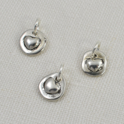 3 Tiny Sterling Silver Heart Charms