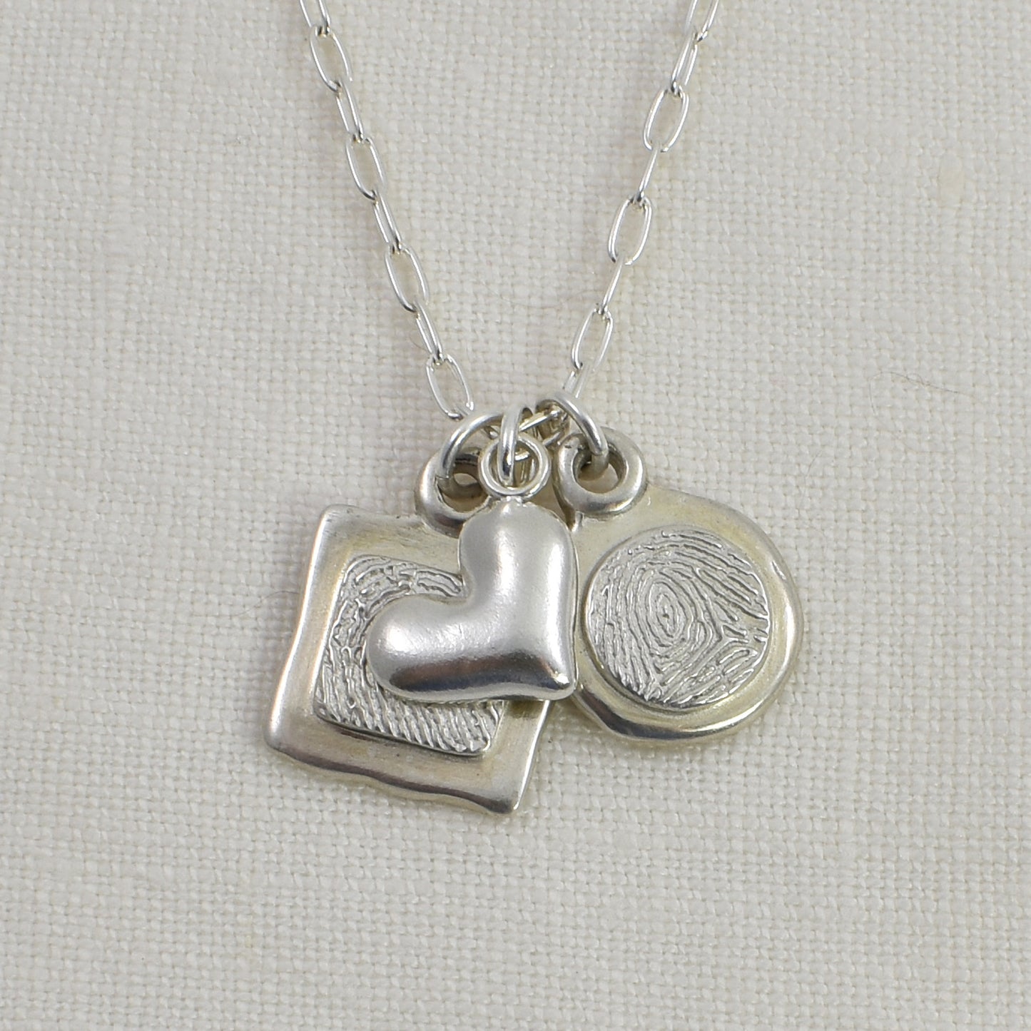 Puffy Heart Symbolic Charm Add On Shown On Fingerprint Necklace