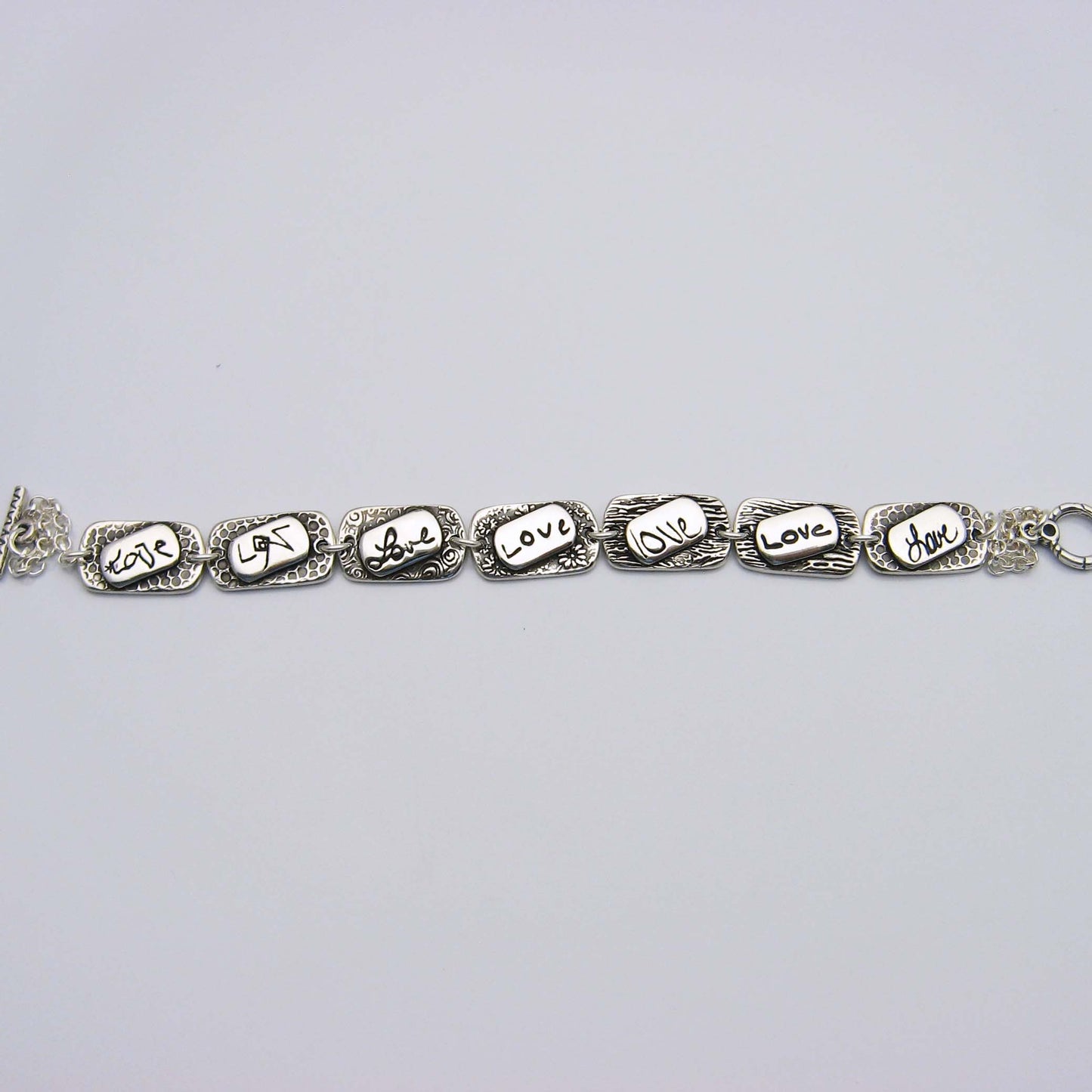 Sterling Silver Handwriting Layered Elements Link Bracelet